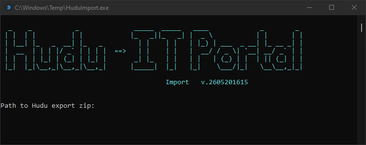Hudu to IT Portal importer console